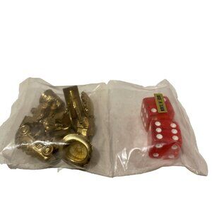 Monopoly 1984 Deluxe Anniversary Edition 11 Gold Tokens and Red Dice New Sealed